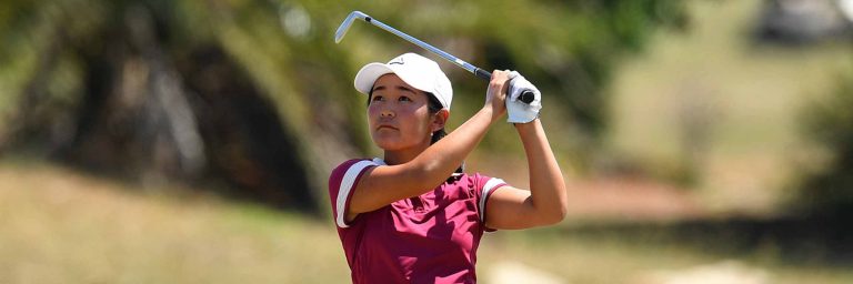 Momoka Kobori watches a shot