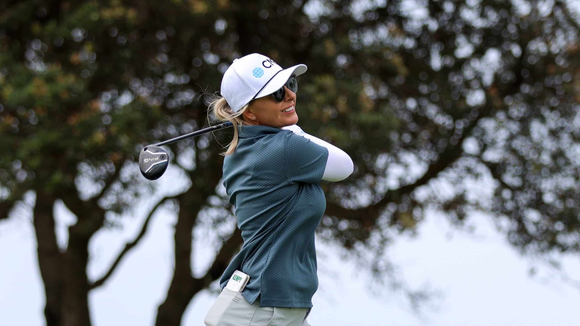 Sarah Kemp after hitting a fairway shot
